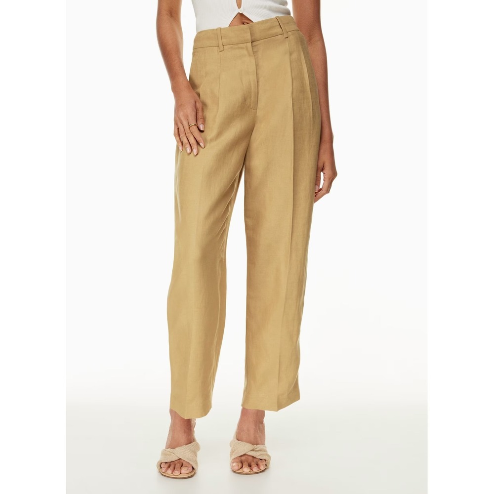 Wilfred Aritzia Carrot Linen Blend High Waisted Pants Size 0 Sandy Beige